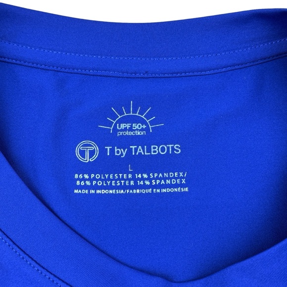 T by Talbots Shirt Womens Large Rashguard Long Sleeve UPF 50 Sun Protection Blue - Picture 12 of 12